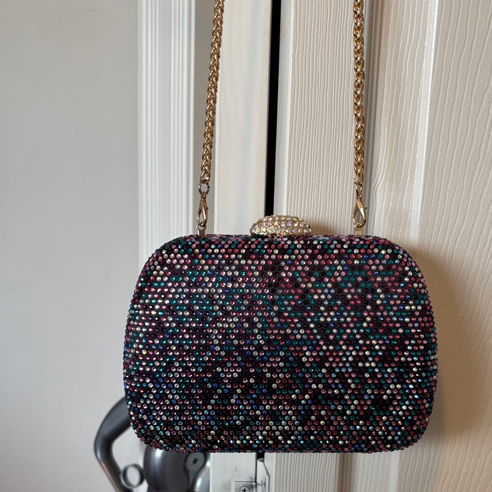 Jewel Badgley Mischka Beaded Clutch with Gold Chain